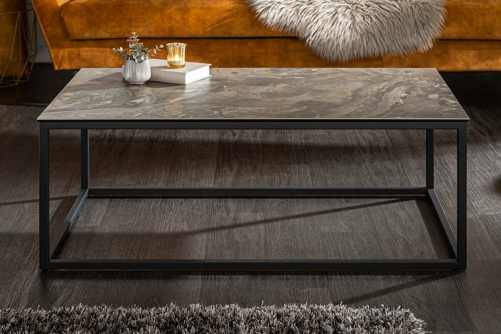 Konferenčný stolík Symbiosis 100cm mramorový vzhľad keramika