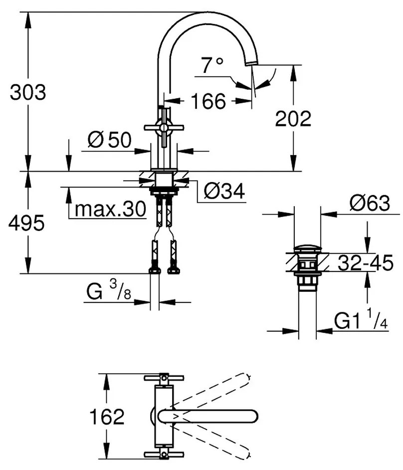 GROHE Atrio - Umývadlová 1-otvorová batéria, veľkosť L, supersteel 21019DC3