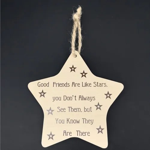 AMADEA Drevená dekorácia hviezda Good Friends Are Like Stars ..16cm