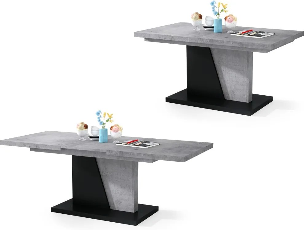 NOIR betón / čierny, rozkladacia, konferenčný stôl, stolík