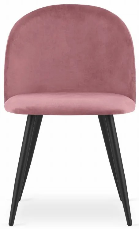 Stolička BELLO - tmavoružový zamat / čierne nohy