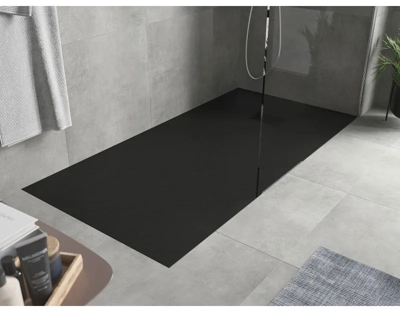 Mexen Hugo, obdĺžniková sprchová vanička SMC 170 x 80 cm, čierna, čierna krytka, 42708017-B