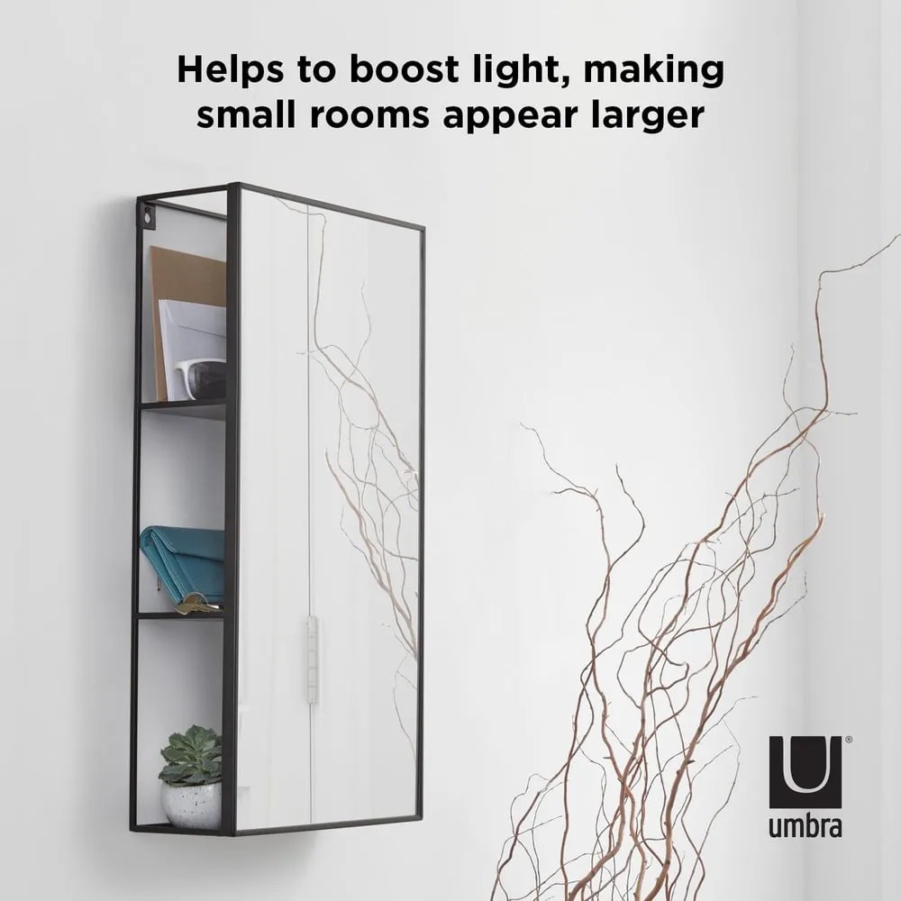 Nástenné zrkadlo s poličkou 30x62 cm Cubiko - Umbra