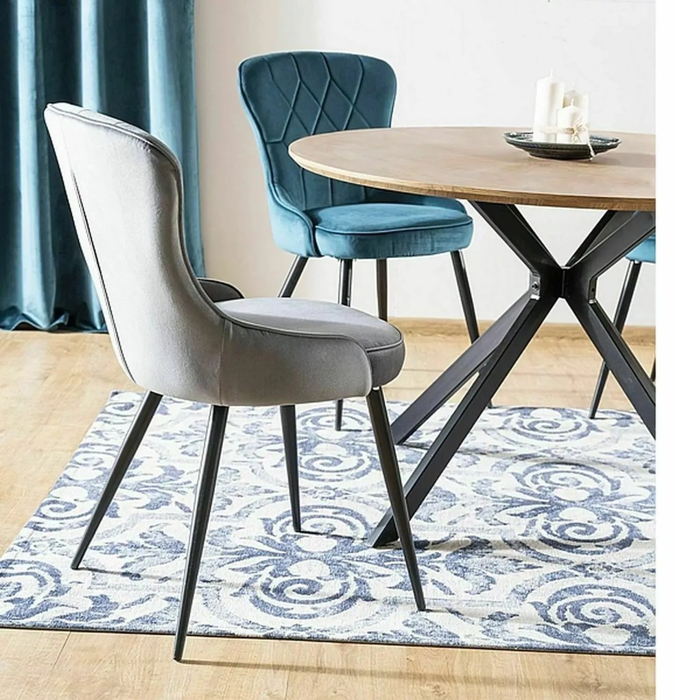 Sametová jídelní židle Lotus šedá