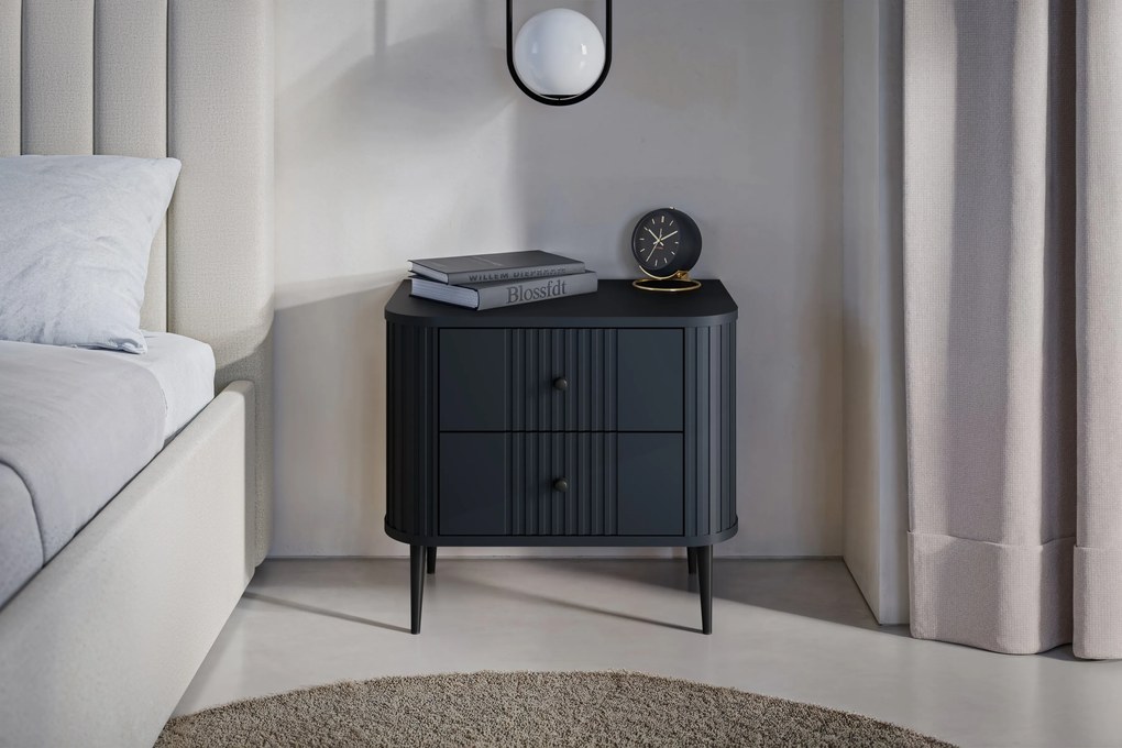 Nočné stolíky Vespera 56 cm - 2 ks - čierna / čierne nožičky