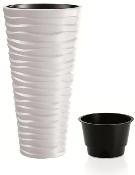 Kvetináč Long Sand s vložením biely