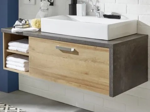Kúpeľňová skrinka pod umývadlo Bay, dub/tmavý betón%