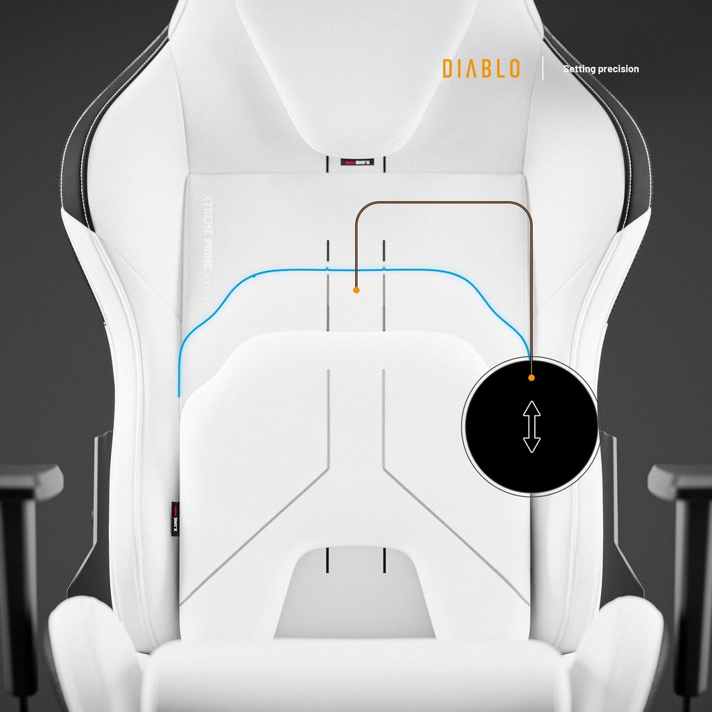 Biele herné kreslo Diablo X.One Prime, Normal Size, Ghosted White