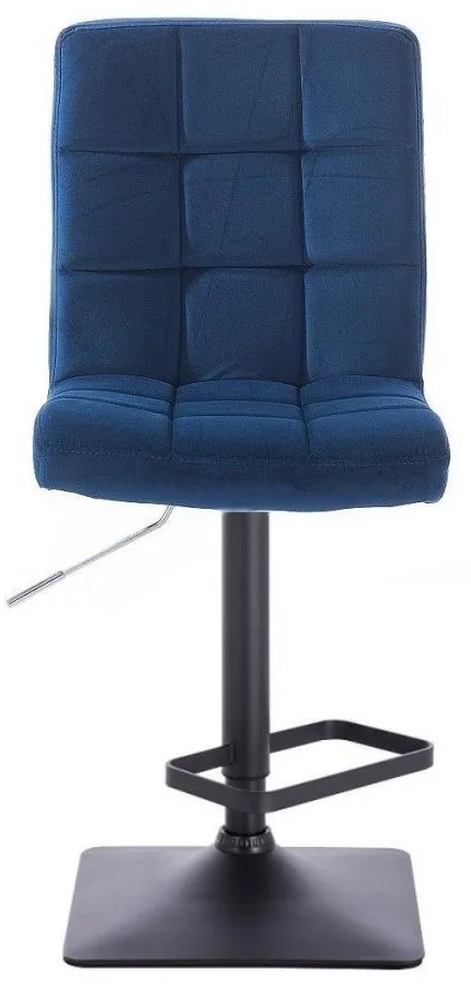 LuxuryForm DESIGN Barová stolička TOLEDO VELUR na čiernej hranatej podstave - modrá
