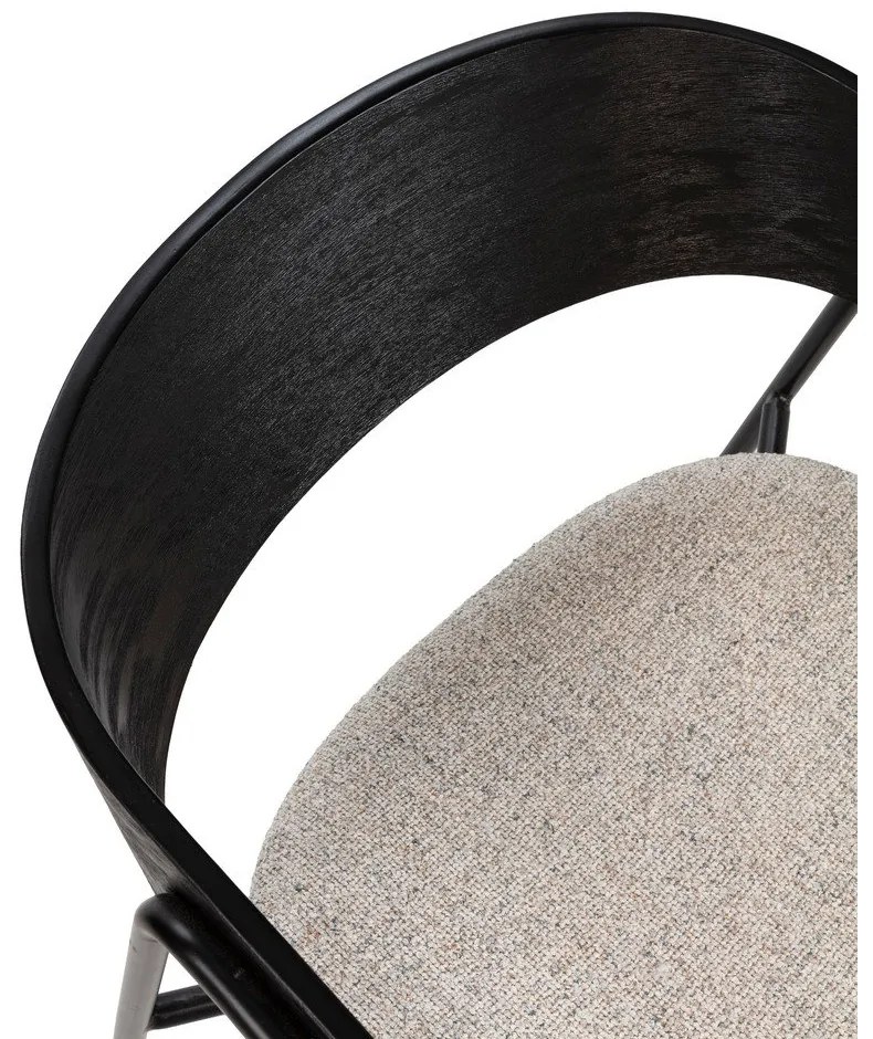 Čierne/béžové čalúnené jedálenské kreslá v súprave s podrúčkami 2 ks Cora – MOME