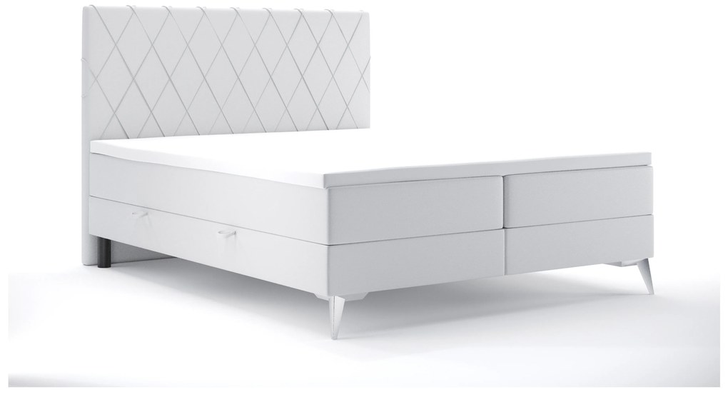 Kontinentálna posteľ 180 cm Miror (biela ekokoža) (s úložným priestorom). Vlastná spoľahlivá doprava až k Vám domov. 1044252