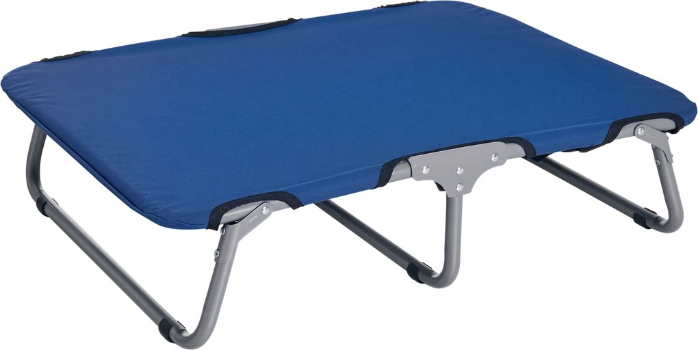 PawHut Zložitelný psí pelech pre malé psy, vnútorné a vonkajšie použitie, elevovaný psí cot, oceľ a oxfordská tkanina, 71x58x20 cm, modrý | Aosom