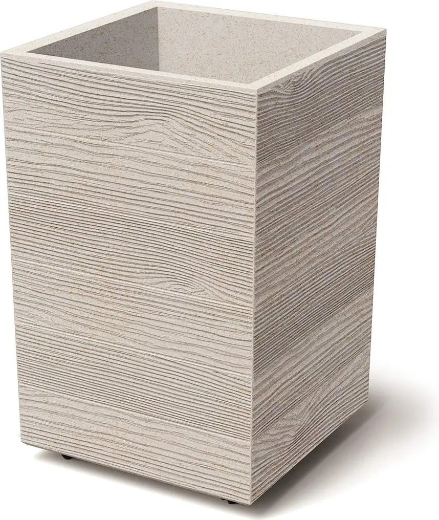 Květináč MADERAN SQUARE HIGH ECO WOOD 38,5 cm bílý
