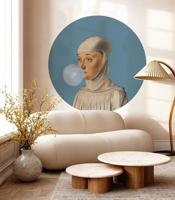 WALLCOLORS Dots Woman with Bubble Gum Blue - tapeta POVRCH: Prowall Concrete