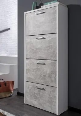 Botník Fulda, biely / šedý betón, výška 152 cm%