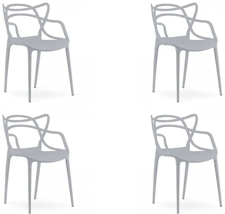 Sada 4 ks plastových stoličiek KATO svetlo sivých