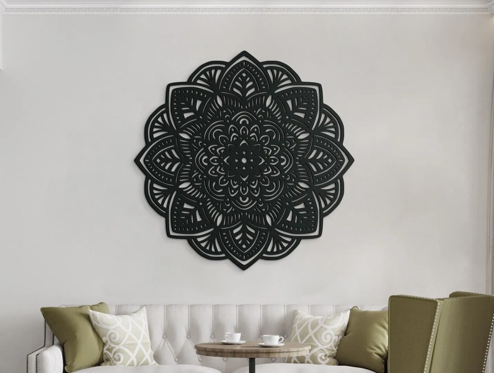drevko Drevená mandala Šťastie Rozmer obrazu: 115 x 115 cm, Farba dekorácie: Čierna
