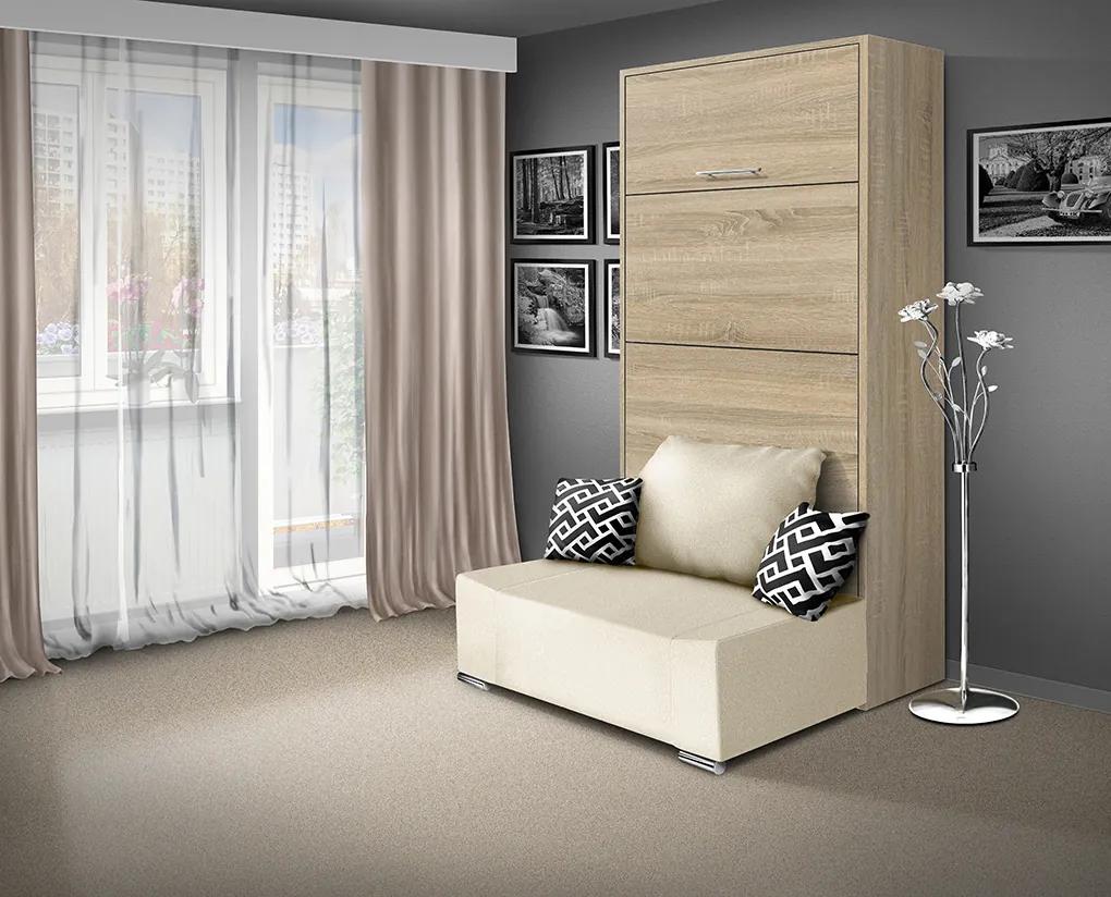 Nabytekmorava Sklápacia posteľ s pohovkou VS 21058P 200x90 farba pohovky: Hnedá, Typ farebného prevedenia: Orech / dvere biele