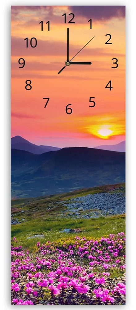 Gario Hodiny na stenu Horská lúka pri západe slnka Rozmery: 30 x 90 cm