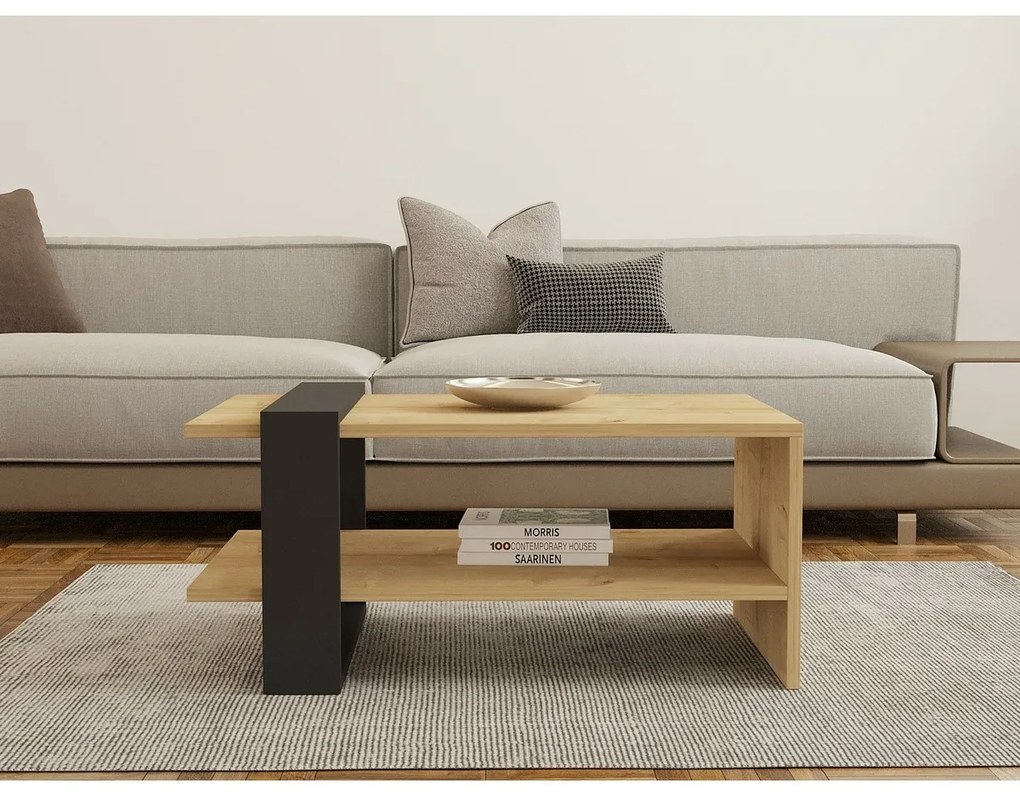 Konferenčný stolík Yonca Anthracite a Sapphire Oak
