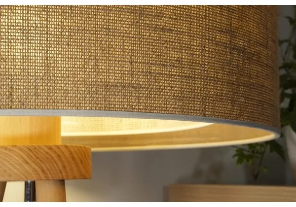 Duolla - Stolná lampa YUTE BOHO 1xE27/15W/230V pr. 25 cm hnedá/krémová