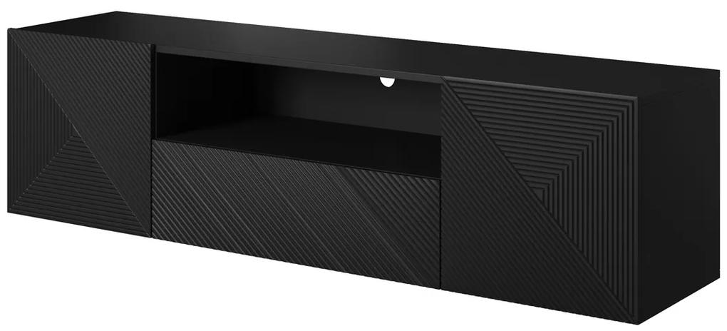 Závesná TV skrinka Asha 167 cm - čierny mat