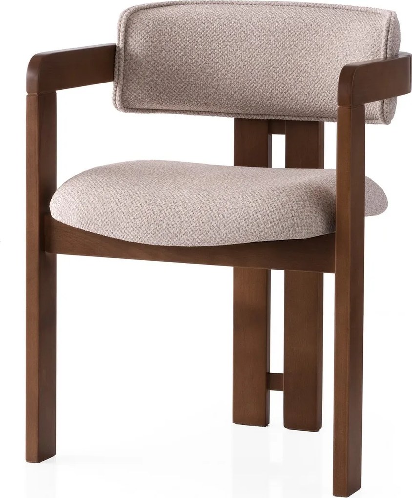 Čalouněná jídelní židle CO z masivu krémová/ořech