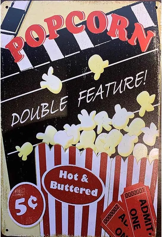 Ceduľa Popcorn - Hot Buttered