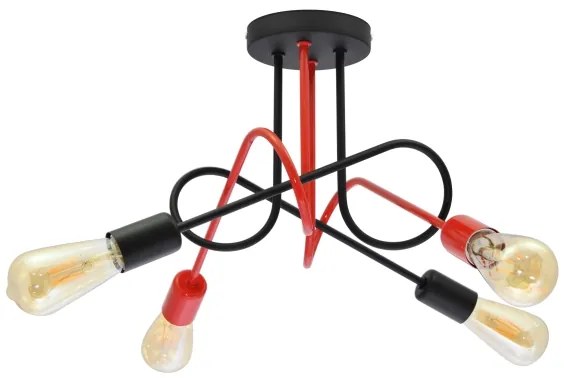 Prisadený luster OXFORD 4xE27/15W/230V čierna/červená