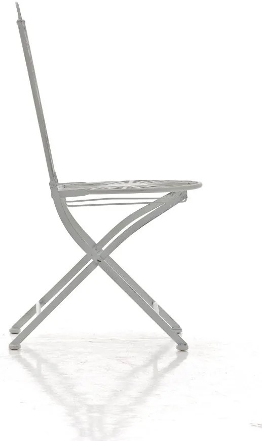 Kovová stolička skladacia Indra - Biela antik