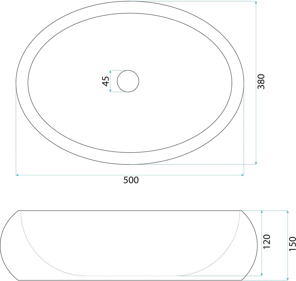 Rea Mika Gabro, umývadlo na dosku 480x380x155 mm, imitácia kameňa-šedá, REA-U0633