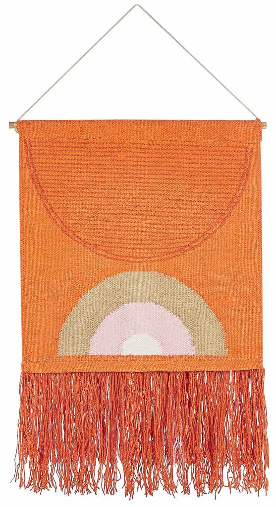 Bavlnená nástenná dekorácia so strapcami oranžová KAMALIA Beliani