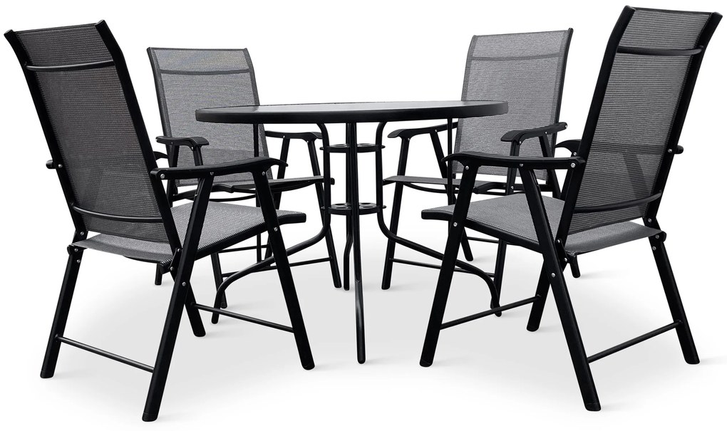 Záhradný jedálenský set Capri 100 cm + 4x kovová stolička Solano