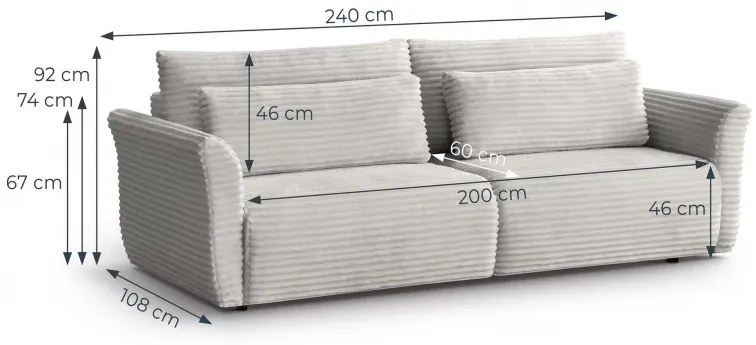 Pohovka Samir, šedá (Tilia 86 light grey)