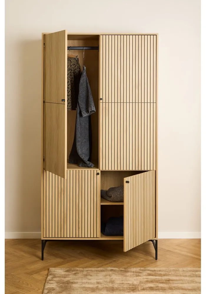 Šatníková skriňa v dekore duba v prírodnej farbe 99x200x60 cm Albany – Actona