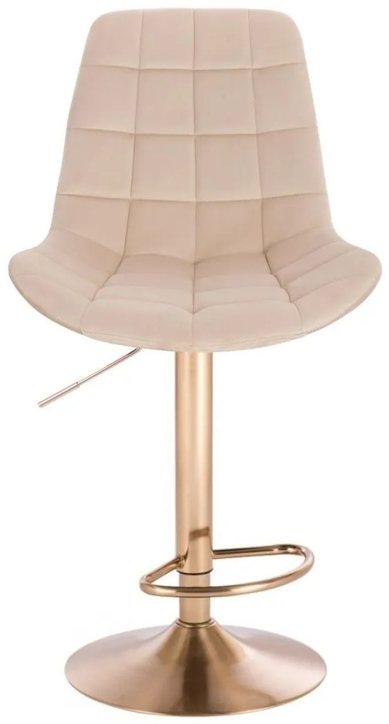 LuxuryForm DESIGN Barová stolička PARIS VELUR na zlatom tanieri - krémová