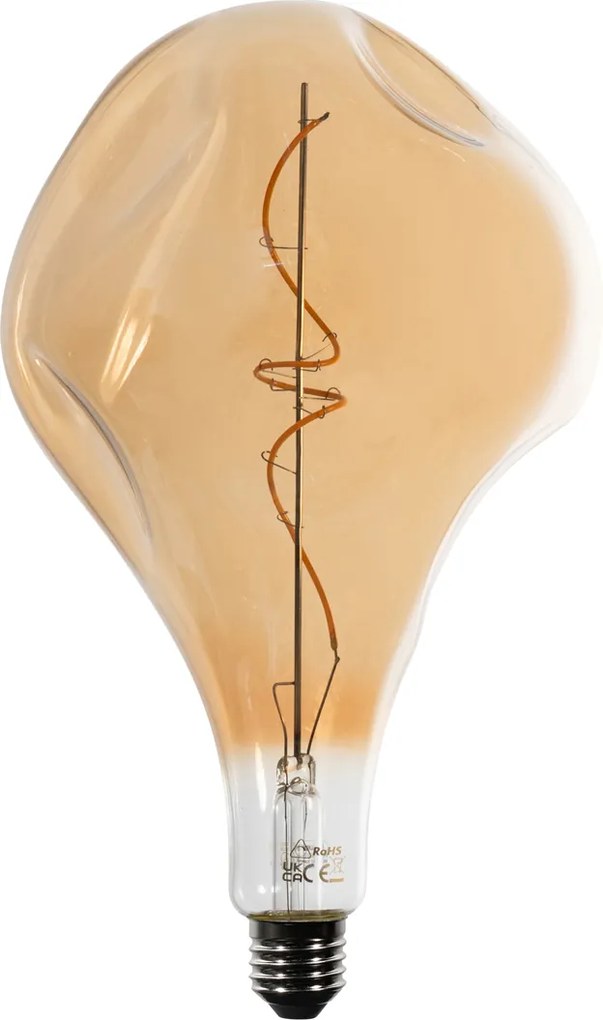 E27 Stmievateľná LED žiarovka so špirálovým vláknom PS160 jantárová 6W 340 lm 1800K