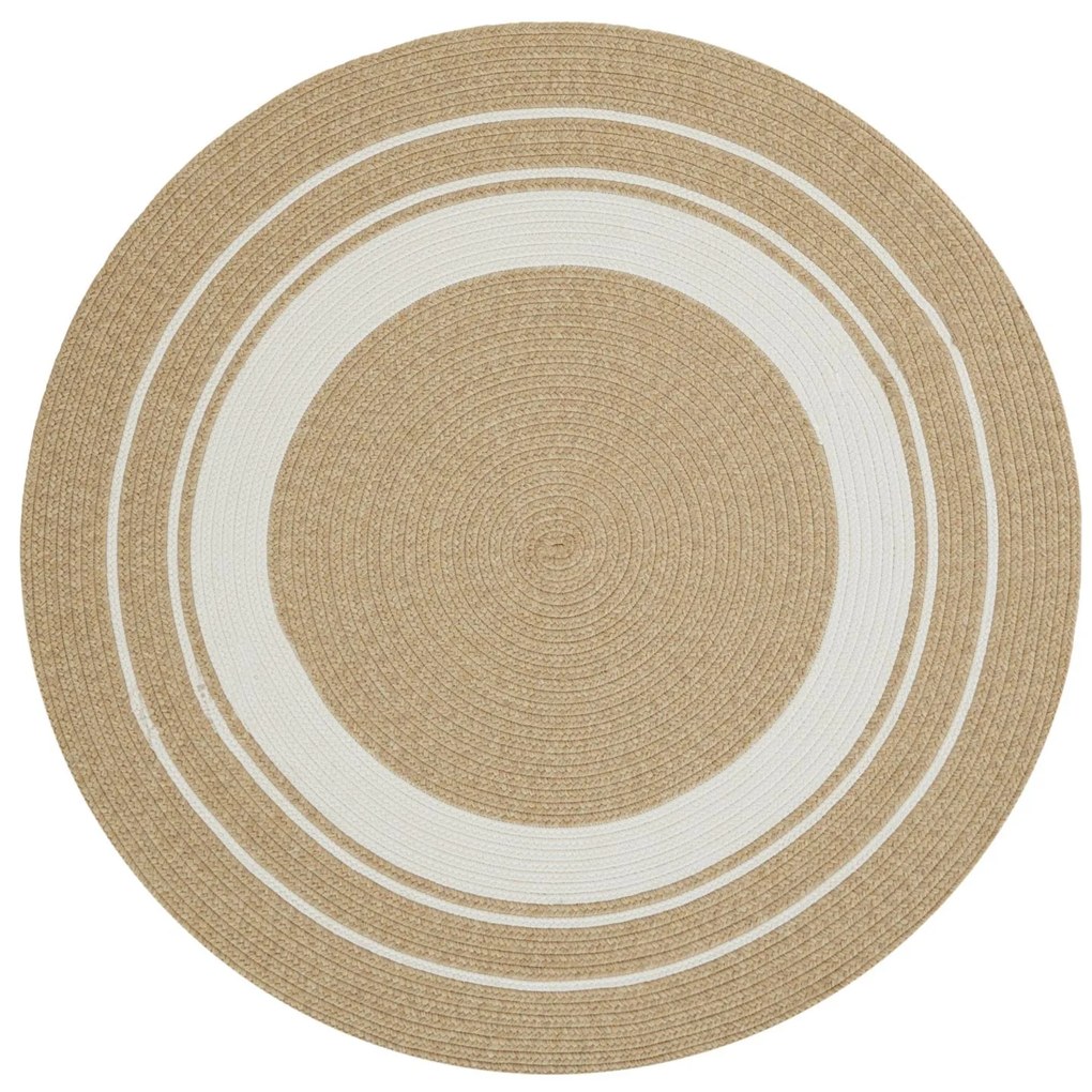 Kusový koberec Braided 105556 Creme Beige kruh – na von aj na doma, 150x150 (priemer) kruh, béžová, chodba / predsieň, Hanse Home
