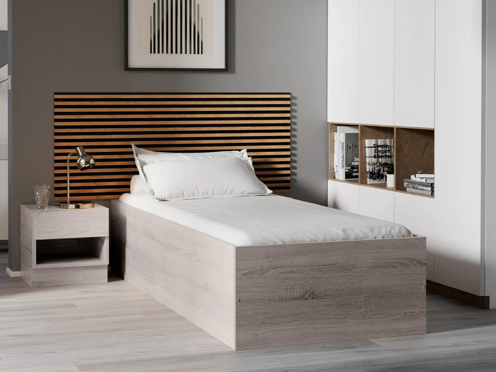 Posteľ BELLA 90x200 cm, dub hľuzovka Rošt: Bez roštu, Matrac: Matrace Coco Maxi 19 cm