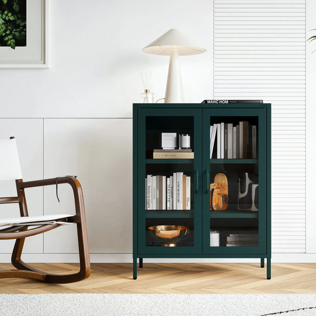 Vitrína GINA, 800 x 1015 x 400 mm, Modern: fľaškovo zelená farba