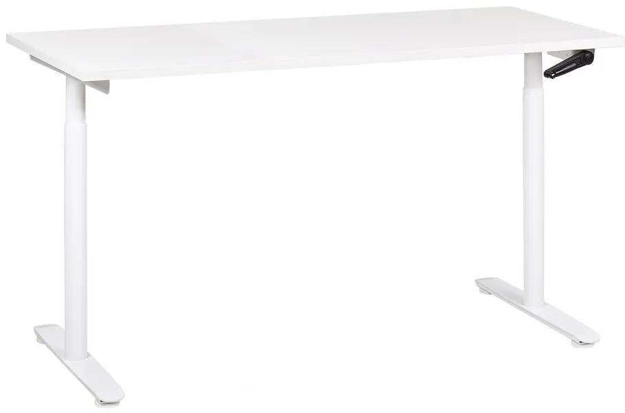 Manuálne nastaviteľný písací stôl 160 x 72 cm biely DESTINAS Beliani