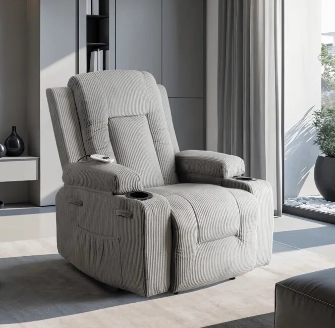 Polohovacie masážne kreslo Falcon šedá menčester