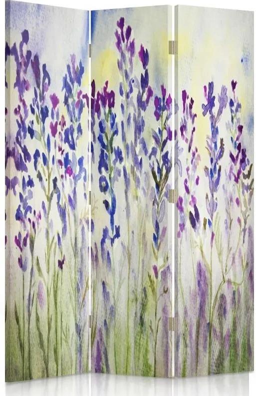 CARO Paraván - Painted Flowers On A White Background | trojdielny | obojstranný 110x150 cm