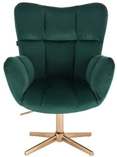 LuxuryForm DESIGN Otočné kreslo AURORA VELUR na zlatom kríži - zelené