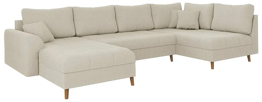 Krémová menčestrová rohová pohovka (ľavý roh/do "U") Ariella – Ropez