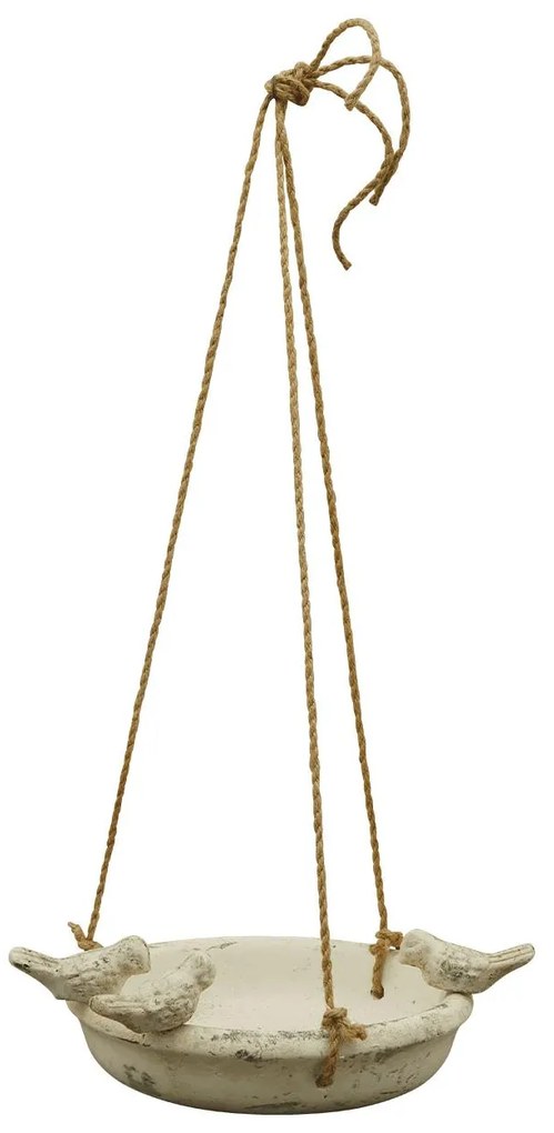 Závesné napájadlo pre vtáky Lydia, 32,5x28 cm, cement, béžová