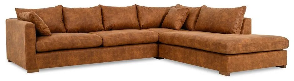 Koňakovohnedá rohová pohovka z imitácie kože (pravý roh) Hamburg – Scandic