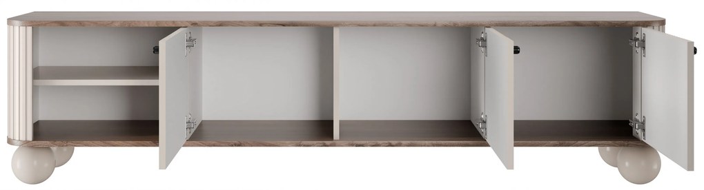 TV stolík Vespera 3D 187 cm - kašmírová / orech / čierna / kašmírové nohy