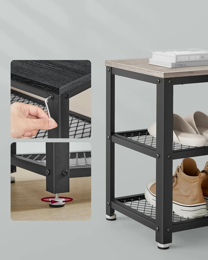 Botník VASAGLE Leggy 100 cm černý/šedý