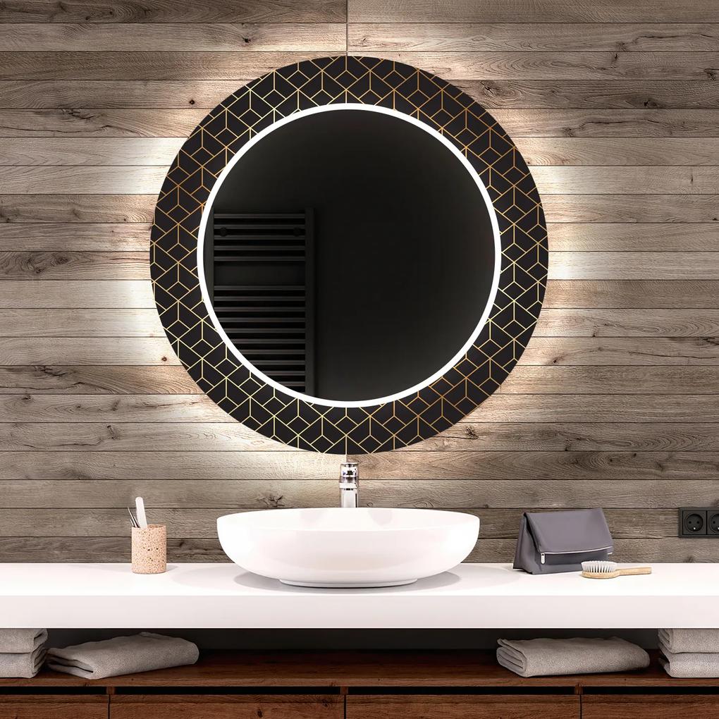 Okrúhle dekoratívne zrkadlo s LED podsvietením do kúpeľne - Golden Lines